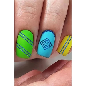 Artikel Mavi Etnik Çizgiler Metalik Tırnak Sticker, Nail Sticker, Nail Art