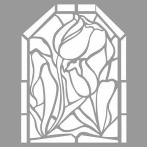 Lale Vitrayı Stencil Tasarımı 30 x 30 cm