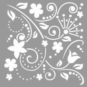 Puantiyeli Çiçek Deseni Stencil Tasarımı 30 x 30 cm