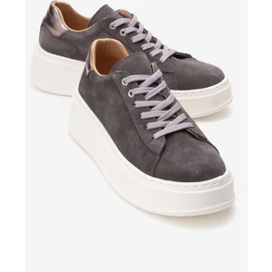 Gueno Füme Hakiki Deri Süet Kadın Spor Ayakkabı