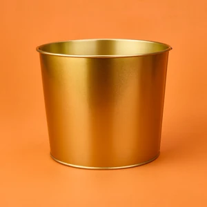 Paslanmaz Saksı - Gold - 22X18 cm