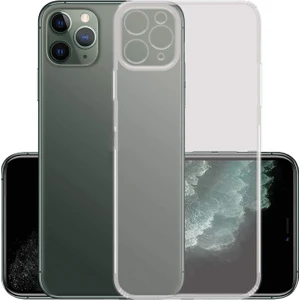 Caseart Apple iPhone 11 Promax ile Uyumlu Kapak Kamera Korumalı Şarj Yeri Tıpalı Şeffaf Silikon Kılıf