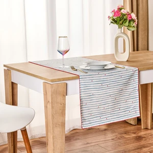 Soft Herz Runner - Beyaz / Mavi - 45X140 cm