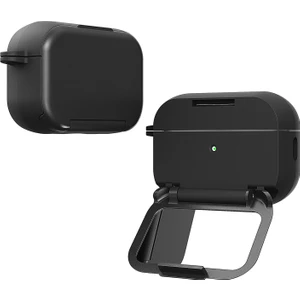 Caseonn Apple Airpods 4. Nesil / Anc Kılıf Stand Özellikli Aynalı Kapak Siyah