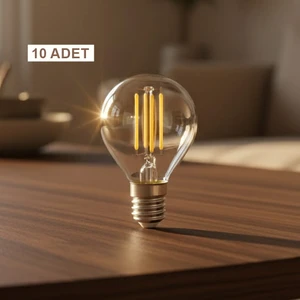ORBUS PC45 10LU 4W LED Filament Ampul E14 – 400 Lümen Sarı Işık, Şeffaf Cam Vintage