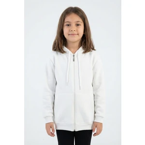 Erkek Çocuk Basic Düz Kapüşonlu Fermuarlı Sweatshirt - 2544