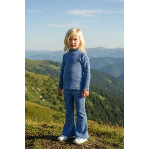 Kız Çocuk Fitilli Esnek Kumaş Balıkcı Yaka Bluz Tayt Takım