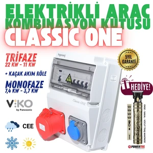 ''Classic One'' 22kW 5X32A + 1X16A Trifaze Elektrikli Araç Kombinasyon Kutusu Kaçak Akım Röle 5 Yıl Garanti V i k o/P a n a s o n i c