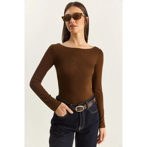 Kadın Cotton Kayık Yaka Bluz