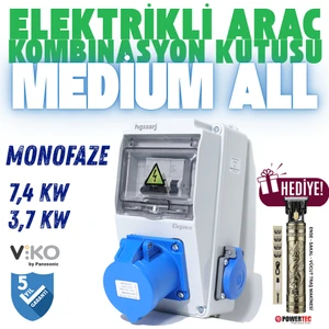 "Medium All" 7,4kW 3X32A + 1X16A Elektrikli Araç Kombinasyon Kutusu Tesla Mavi Adaptöre Uyumlu V i k o/P a n a s o n i c