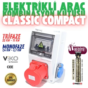 "Classic Compact'' 22kW 5X32A + 1X16A Trifaze Elektrikli Araç Kombinasyon Kutusu  V i k o /P a n a s o n i c, 5 Yıl Garanti