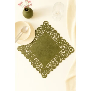 Ergüven Home Yeşil Süet Kumaş Kare Amerikan Servis Takımı Supla 6'Lı 35 x 35 cm