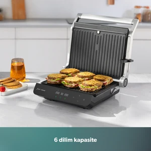 x Homend Grilliant 1345H 3 In 1 Inox Gövdeli Çift Taraflı ve Alt Üst Sıcaklığı Ayrı Kontrol Edilebilen Xl Döküm Plakalı Tost ve Izgara Makinesi