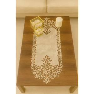 Ergüven Home Bej (Koyu Krem) Süet Kumaş Runner Sehpa Boyu 40X100 Cm