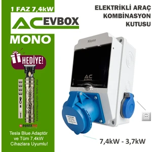 Hgsşarj "Mono" 7,4kW 3X32A + 1X16A Monofaze Kombinasyon Kutusu Tesla Mavi Adaptör ve Tüm 7,4kw Mobil Cihazlar
