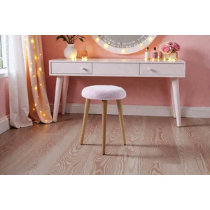 Teddy Ahşap Ayaklı Yuvarlak Tabure – Makyaj Masası Taburesi - Dekoratif Ayak Uzatma Pufu