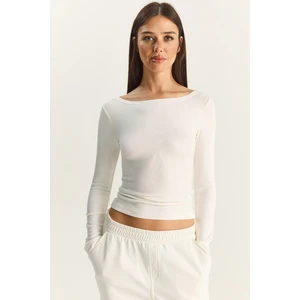 Kadın Cotton Kayık Yaka Bluz