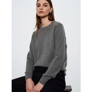 10847 %100 Kaşmir Bisiklet Yaka Kazak-Füme M.