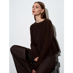 10832 Peplum Parıltılı Triko Kazak-Kahve