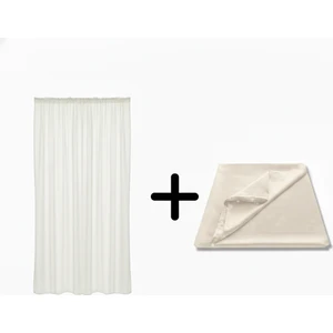 Ekru Renk Ekstraforlu Pilesiz Düz Tül + Güneşlik Seti – 1 Adet Tül & 1 Adet Güneşlik Kampanya Paketi (Özel Ölçü Seçenekli)