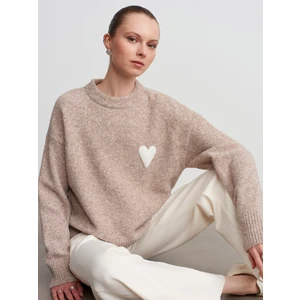 10837 Yün Karışımlı Kalpli Kazak-Vizon M.