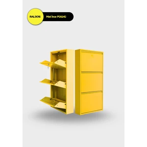 Mobilya Pratik 3'lü Metal Ayakkabılık - Sarı