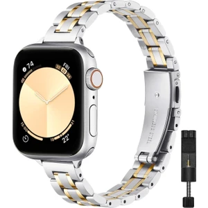 Apple Watch 11-10 (46MM) 9 8 7 (45MM) 6 5 4 Se (44MM) Ultra 49MM Uyumlu 5 Parçalı Bakla Çelik Kordon