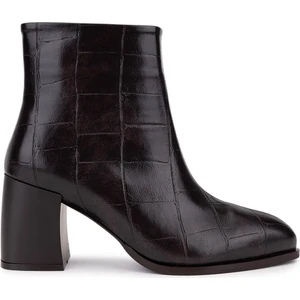 Tamer Tanca Kadın Suni Deri Kahverengi Kroko Topuklu Bot 1162 945 Bn Bot SK25-26 Kahve Kroko