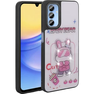 Galaxy A25 Kılıf Parlayan Kabartmalı Ikonik Figürlü Snel Amas Silikon Kapak-Beyaz