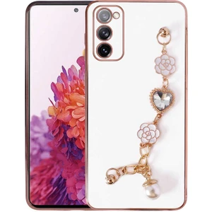 Galaxy S20 Fe Kılıf El Tutamaçlı Kamera Korumalı Snel Taka Silikon Kapak-Beyaz