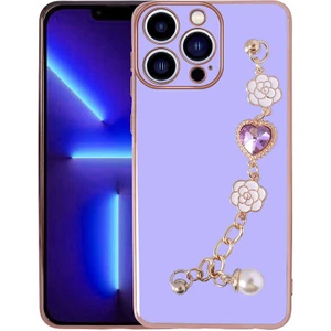 iPhone 12 Pro Max Kılıf El Tutamaçlı Kamera Korumalı Snel Taka Silikon Kapak-Mor