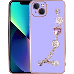 Apple iPhone 14 Plus Kılıf El Tutamaçlı Kamera Korumalı Snel Taka Silikon Kapak-Mor