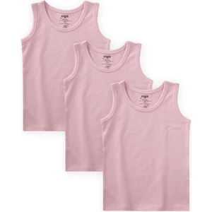 Üçlü Geniş Askılı Atlet Set 2-9 Yaş Şeker Pembe