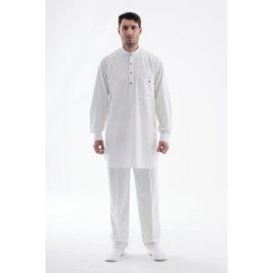 Erkek Hac ve Umre Kıyafeti Ikili Alt Üst Afgan Takım - Bej