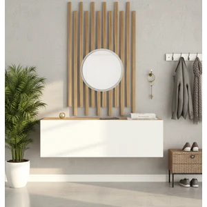 L'occi Concept Ledder Aynalı Dresuar Ahşap Çıtalı Set Çam-Beyaz LE12-AW