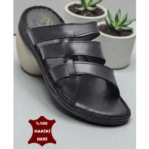 Ayakkabiburada 037 Günlük Tam Ortopedik Hakiki Deri Erkek Terlik Puff Taban