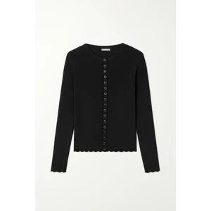 6972 Kadın Fitilli Basic Triko Hırka Siyah