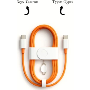 60W Apple iPhone Uyumlu 17 / 16/ 15 Pro - Pro Max Hasır Hızlı Şarj Kablosu Type-C To Type-C Pd Kablo