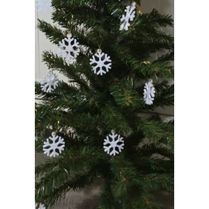 Ceviz Dizayn Çam Ağacı Süsleri -12 Adet Kar Tanesi - Yılbaşı - Yeni Yıl Süsü