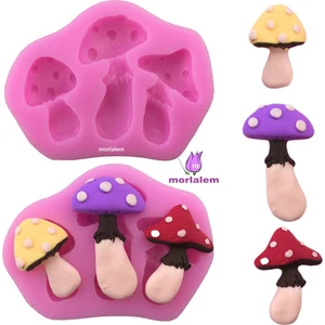 Minyatür Mantar Seti Pano Süsü Üçlü Pano Süsü Silikon Kalıp K-678