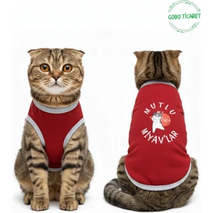 Mutlu Miyav'lar Yılbaşı Temalı Kedi ve Köpek Kıyafeti Elbisesi Noel Tasarımlı