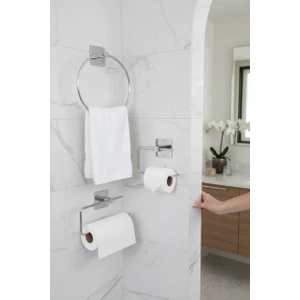 Alsi Home Yapışkanlı Gümüş Rulo Havluluk Wc Kağıtlık ve Çember Havluluk Banyo Mutfak 3'lü Set