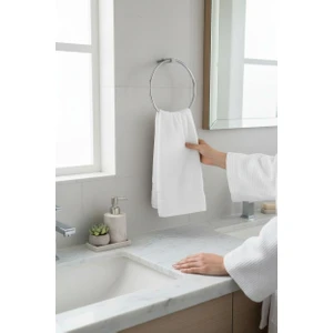 Alsi Home Yapışkanlı Gümüş Yuvarlak Havluluk Banyo Mutfak Havlu Askılık