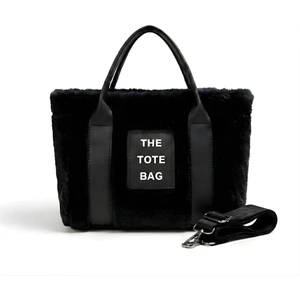 Carra Bags Yumuşak Dokulu Peluş Tote Omuz Çantası - Siyah