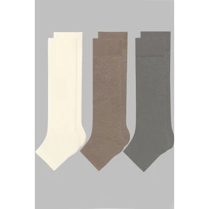 3 Çift Burunsuz Basic Pamuk İçerikli Yoga Tozluk