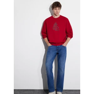 Yılbaşı Temalı Kırmızı Sweatshirt 0S10552-70390
