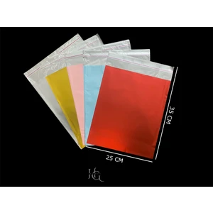 HG Tedarik 20 Adet 25X35 cm Bantlı Metalize Lüks Hediye Paketi Poşeti, Hediye Poşeti ( 25X30+5 Cm, 5 Renk)