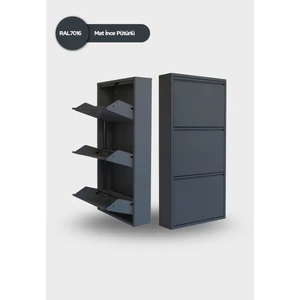 Mobilya Pratik 3'lü Metal Ayakkabılık - Antrasit Gri