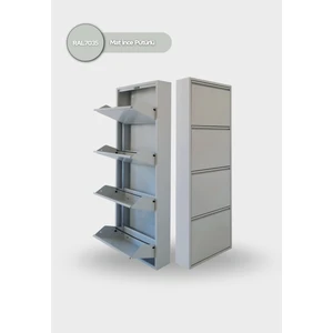 Mobilya Pratik 4'lü Metal Ayakkabılık - Açık Gri