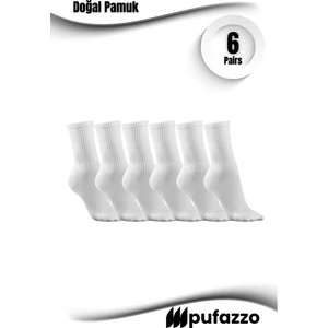 Uniseks Tenis Beyaz Spor Çorap 6'lı Set - Doğal Pamuk, Dikişsiz, Havlu Taban Soket Çorap